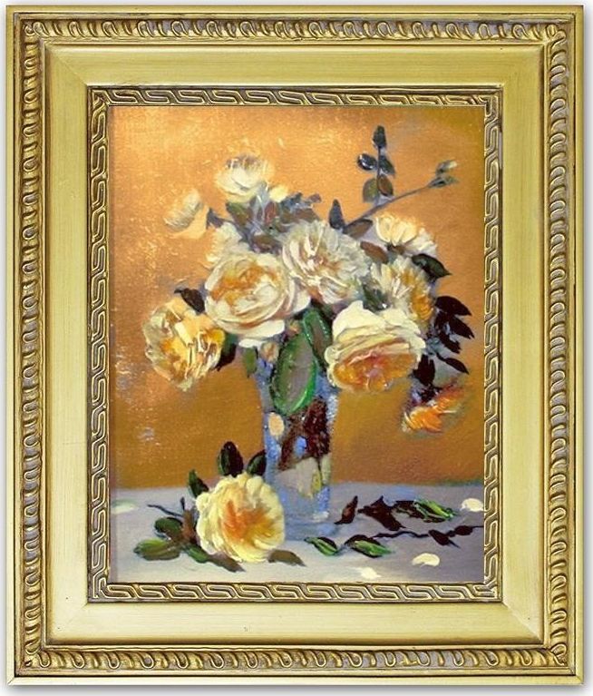 GO-BI Obraz Roze ręcznie malowany 27x32cm uniwersalny