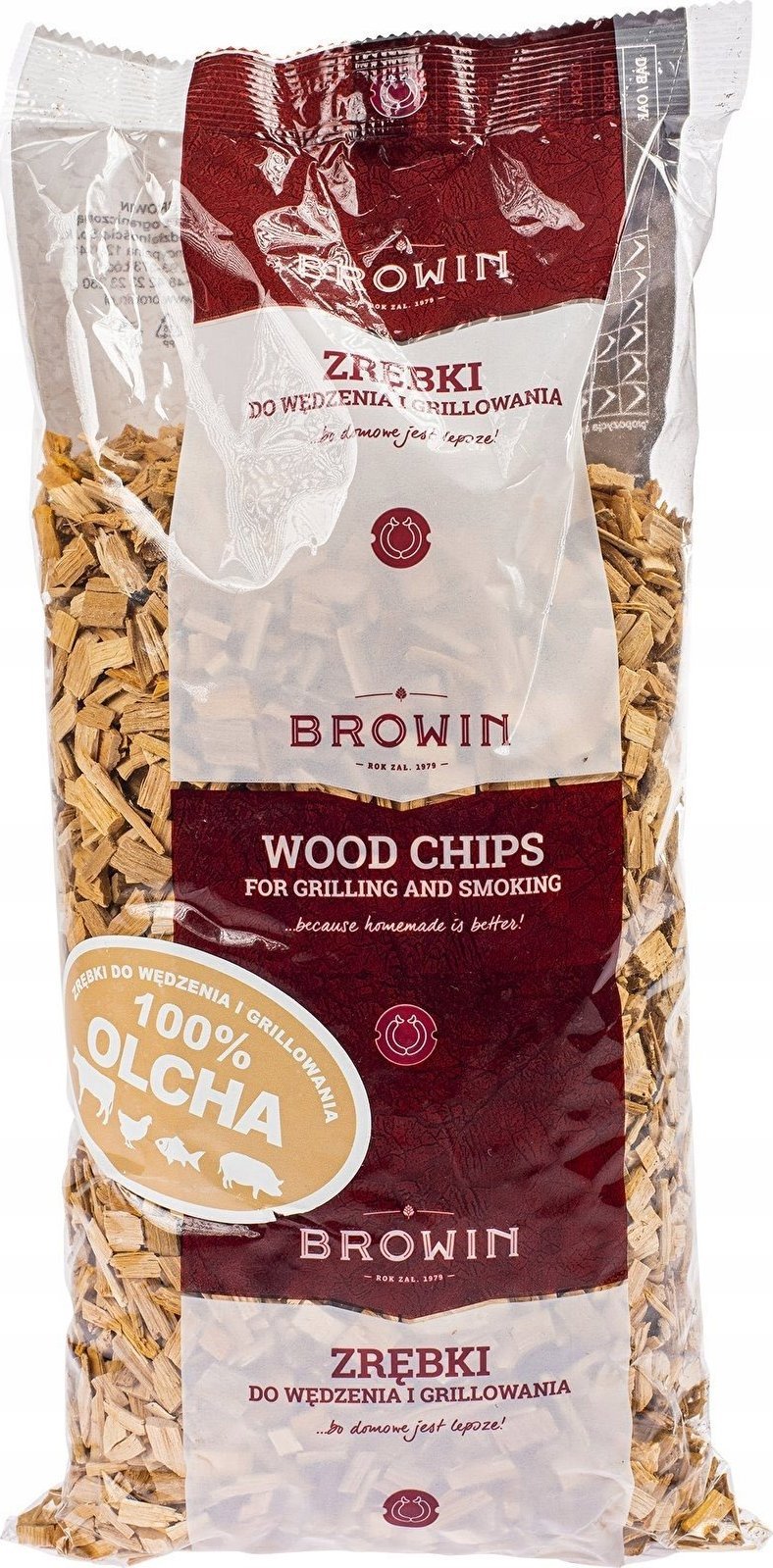 Browin Zrębki Olchowe 100% Do Wędzenia i Grillowania 650g