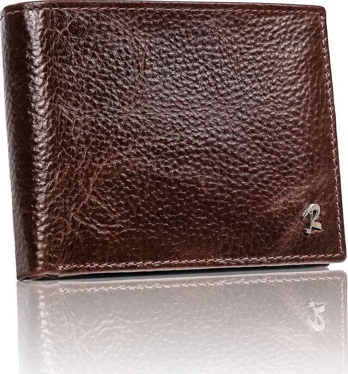 Rovicky Klasyczny portfel męski poziomy z naturalnej skóry z technologią RFID Rovicky