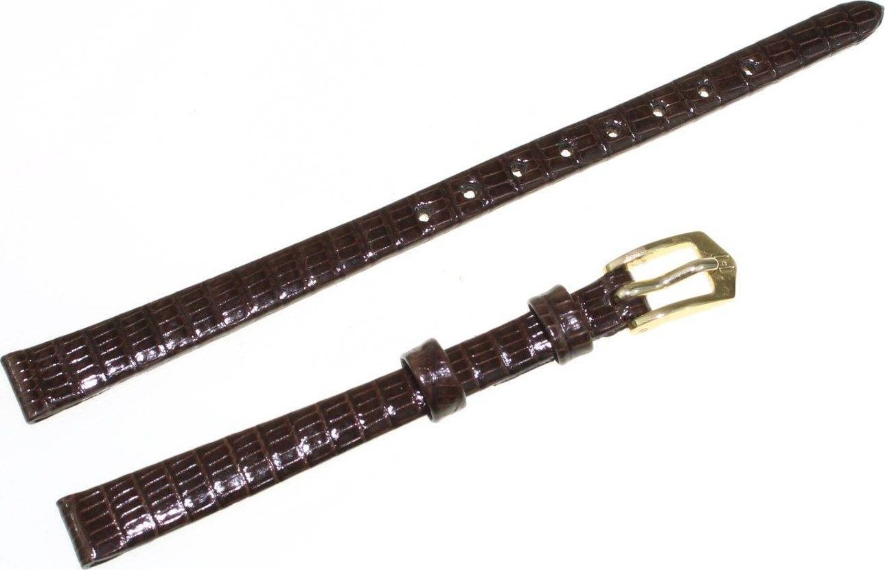 Hirsch Brązowy pasek skórzany 8 mm HIRSCH Lizard 01766110-1-08 (M)