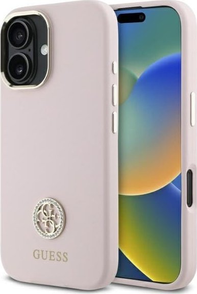 Guess Guess GUHCP16SM4DGPP iPhone 16 6.1" jasnoróżowy/pink hardcase Silicone Logo Strass 4G