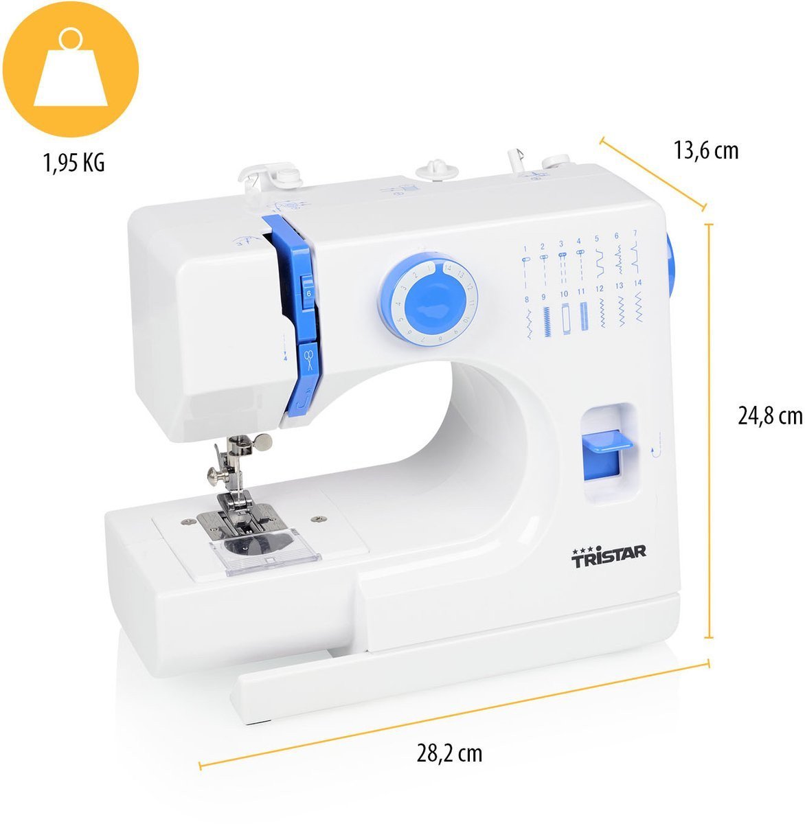 Maszyna do szycia Tristar | Sewing machine | SM-6003 | Number of stitches 14 | Number of buttonholes 1 | White/Blue