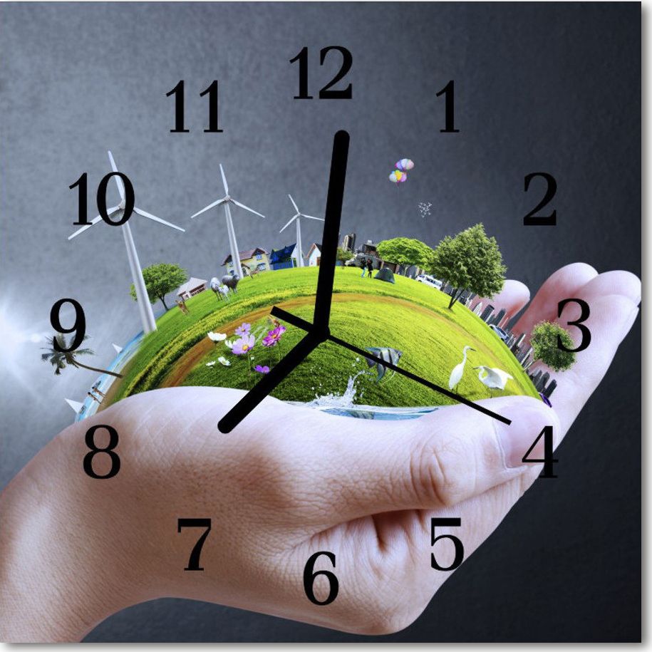 Tulup Zegar szklany ścienny Ziemia przemysł Ekologia
