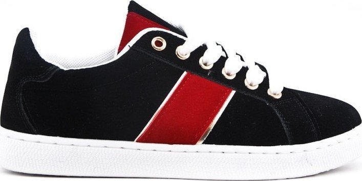 BELLO STAR Trampki eko skóra z czerwonym paskiem czarne-39