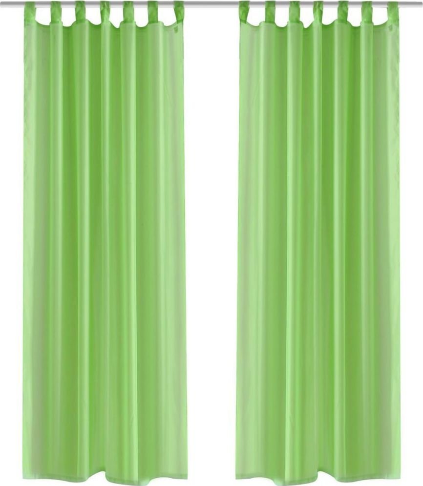 vidaXL Zasłona na szelkach, prześwitująca, zielona, 140 x 225 cm, 2 sztuki