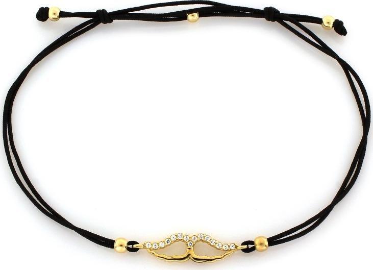 Lovrin Złota bransoletka 585 skrzydła na czarnym sznurku