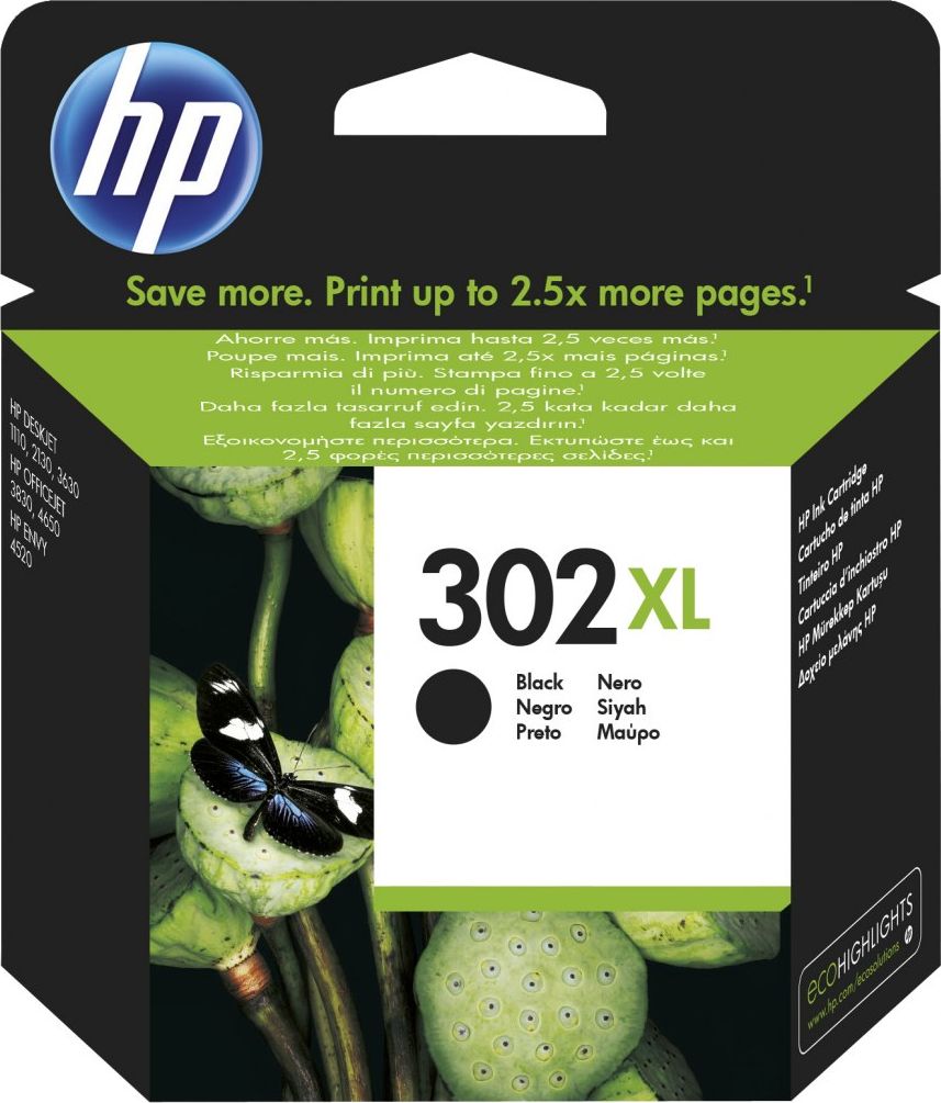 Tusz HP Hewlett-Packard Tusz HP czarny HP 302XL, HP302XL=F6U68AE, 480 str.,8,5 ml
