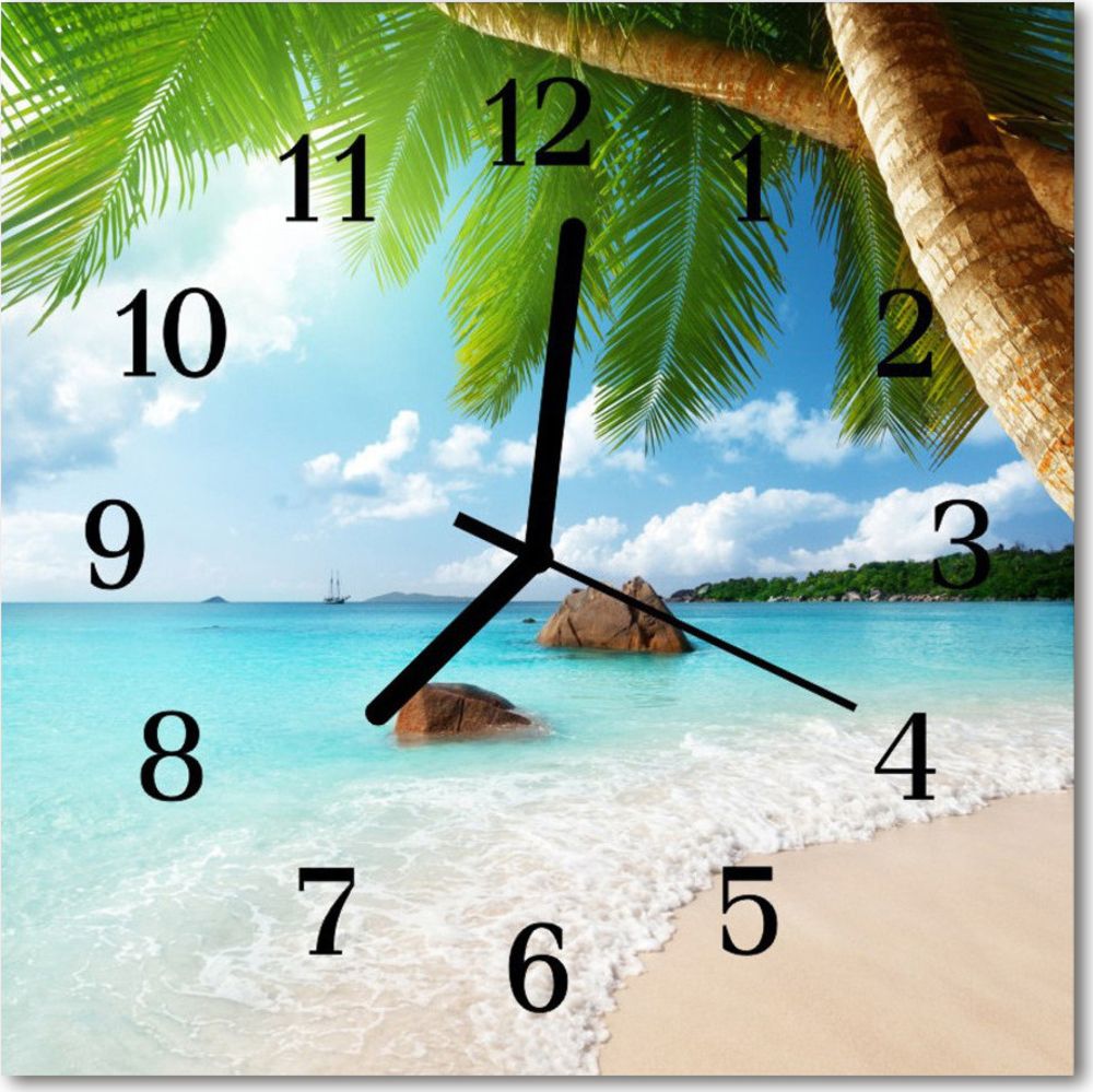 Tulup Zegar szklany kwadratowy Wyspa 30x30 cm -48742720