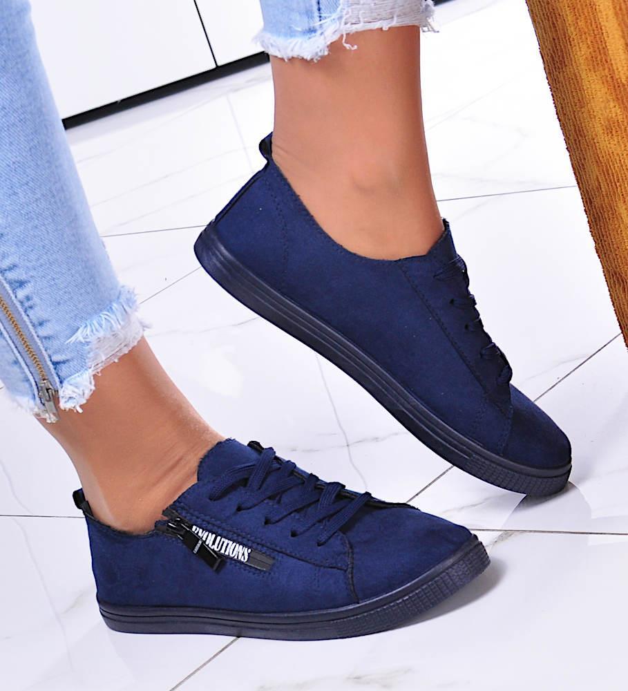 Pantofelek24 Sznurowane granatowe tenisówki / 11671 F6-2 DD1859 T296/ 36