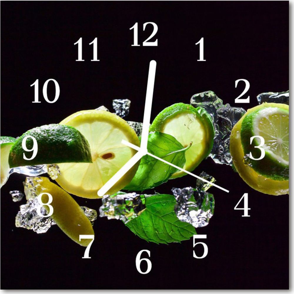 Tulup Zegar szklany kwadratowy Limonka cytrynowa