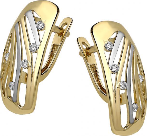 Lovrin Złote kolczyki 585 blaszka z cyrkoniami 3,22 g