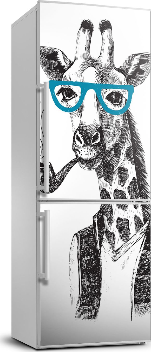 Tulup Naklejka samoprzylepna na lodówkę 70x190 cm Żyrafy w okularach