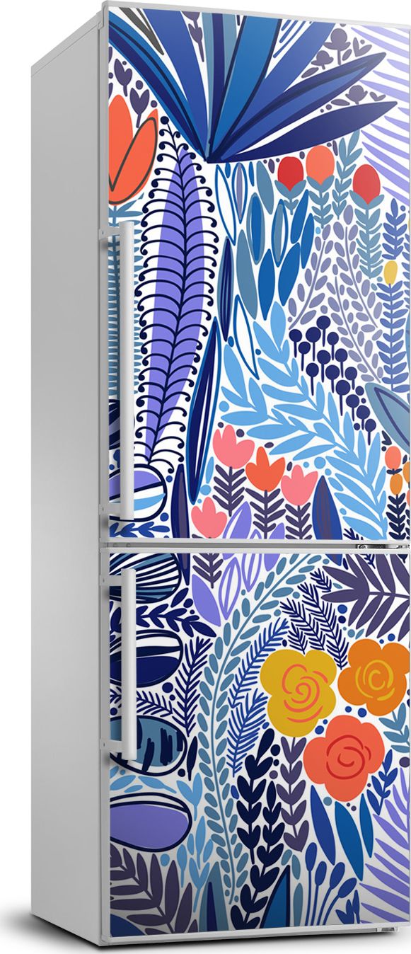 Tulup Naklejka samoprzylepna na lodówkę 60x180 cm Tropikalne kwiaty