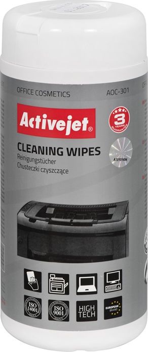 Activejet Chusteczki nawilżane do czyszczenia powierzchni plastikowych 100 szt. (AOC-301)
