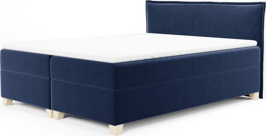 Selsey SELSEY Łóżko kontynentalne 180x200 cm Froncle z pojemnikami i topperem granatowe