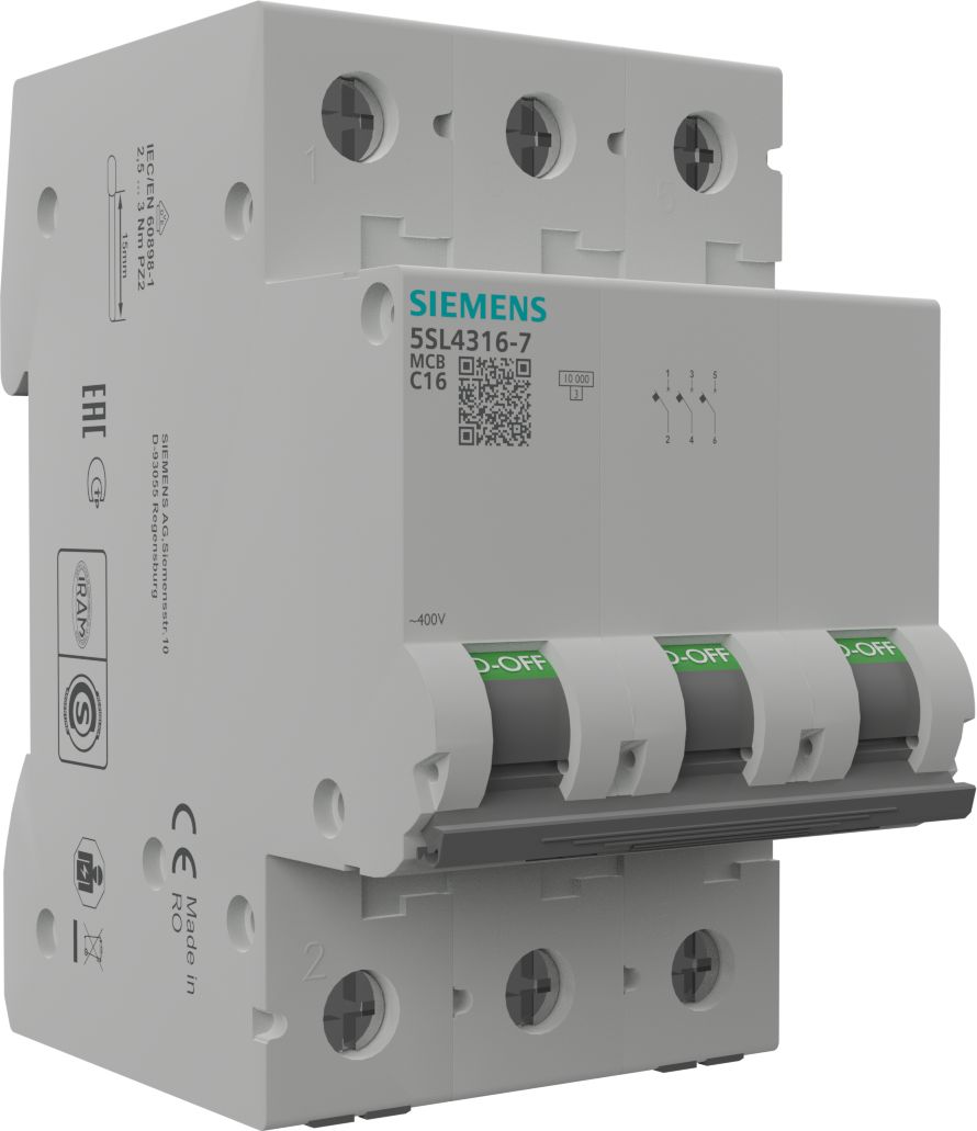 Siemens Wyłącznik nadprądowy 3P C 16A 10kA AC VDE Siemens 0538