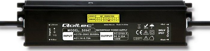 Qoltec impulsowy LED | IP67 | 100W | 12V | 8.3A | Wodoodporny (50947)