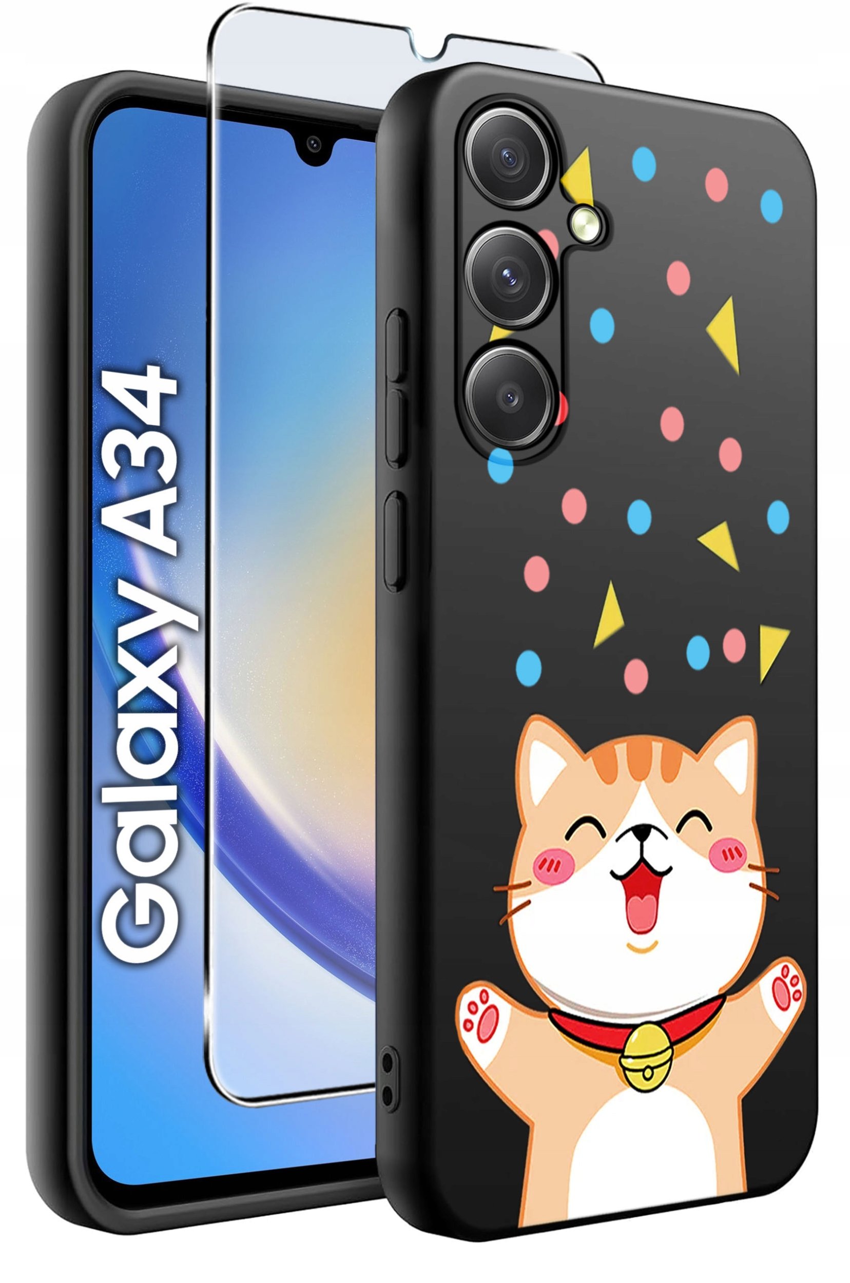 ETUI do Samsung A34 5G WZORY | SILIKONOWE MATT CASE + SZKŁO 9H