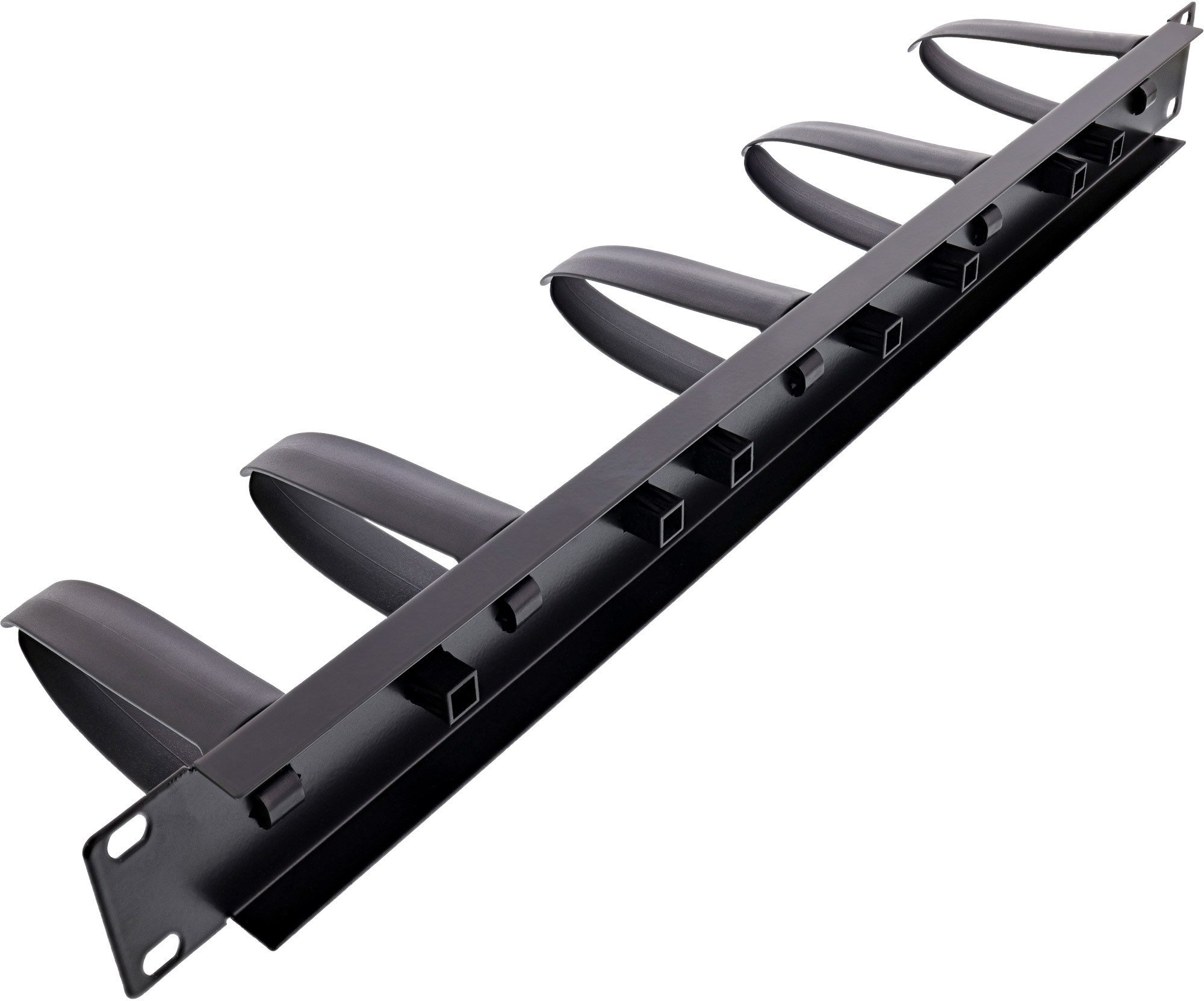 InLine InLine® 19" cable management panel, 5 plastic brackets removable, RAL 9005, black