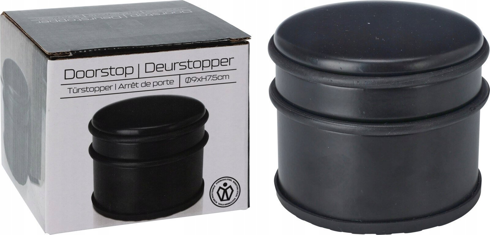 Excellent Houseware Klasyczny odbojnik do drzwi, czarny mat, Ø 9 cm