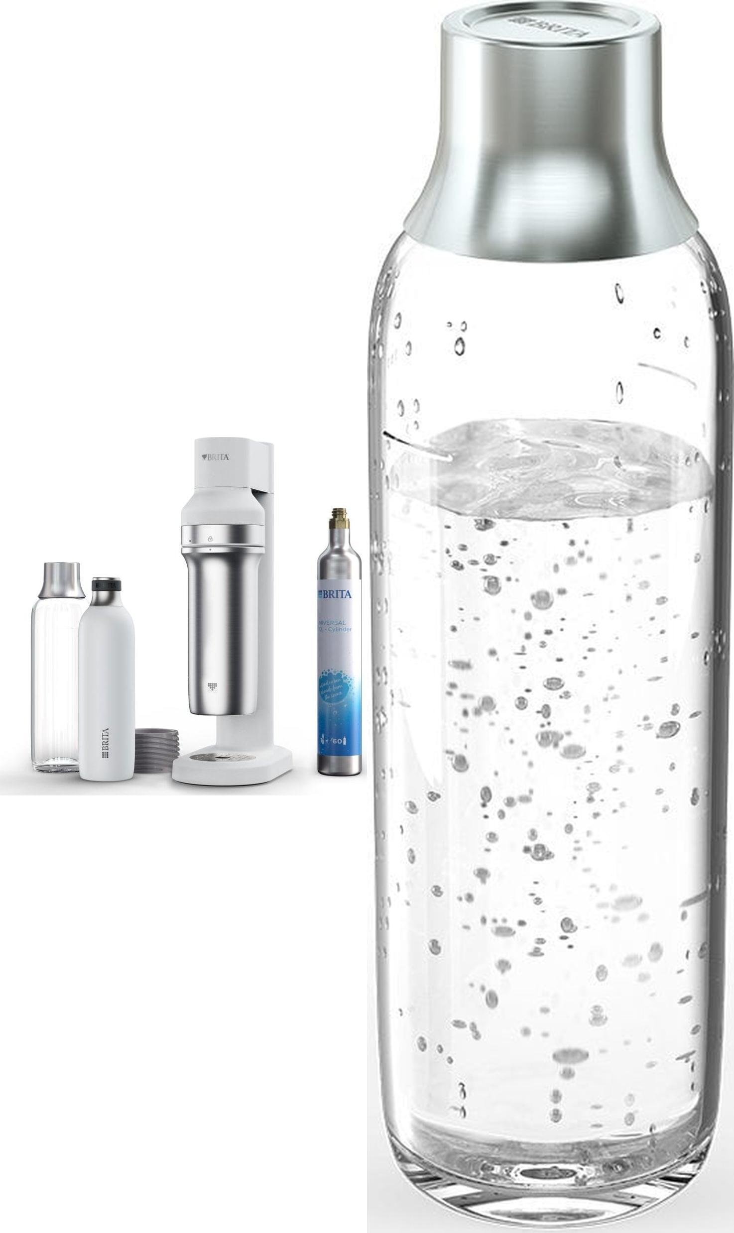 Saturator Brita sodaTRIO Biały + Szklana butelka sodaTRIO 2-pak