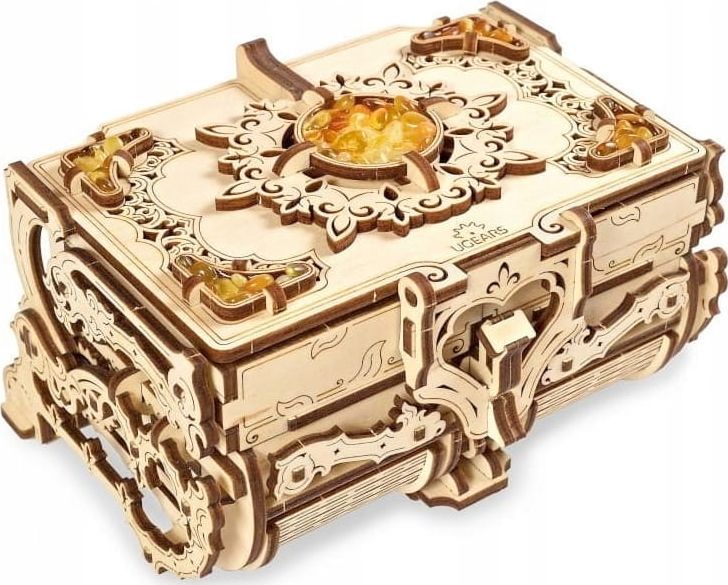 UGEARS UGEARS Puzzle 3D Bursztynowa szkatułka Drewniany Model mechaniczny do składania