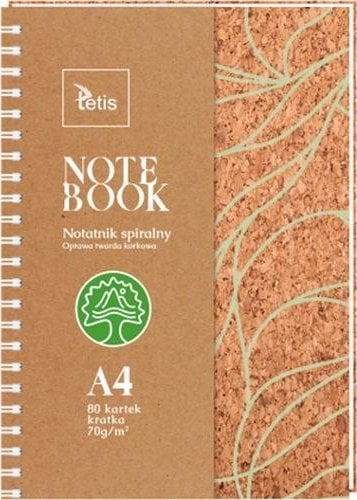 KOŁONOTATNIK A6, OPRAWA KORKOWA, 70g/m2, 80 KARTEK