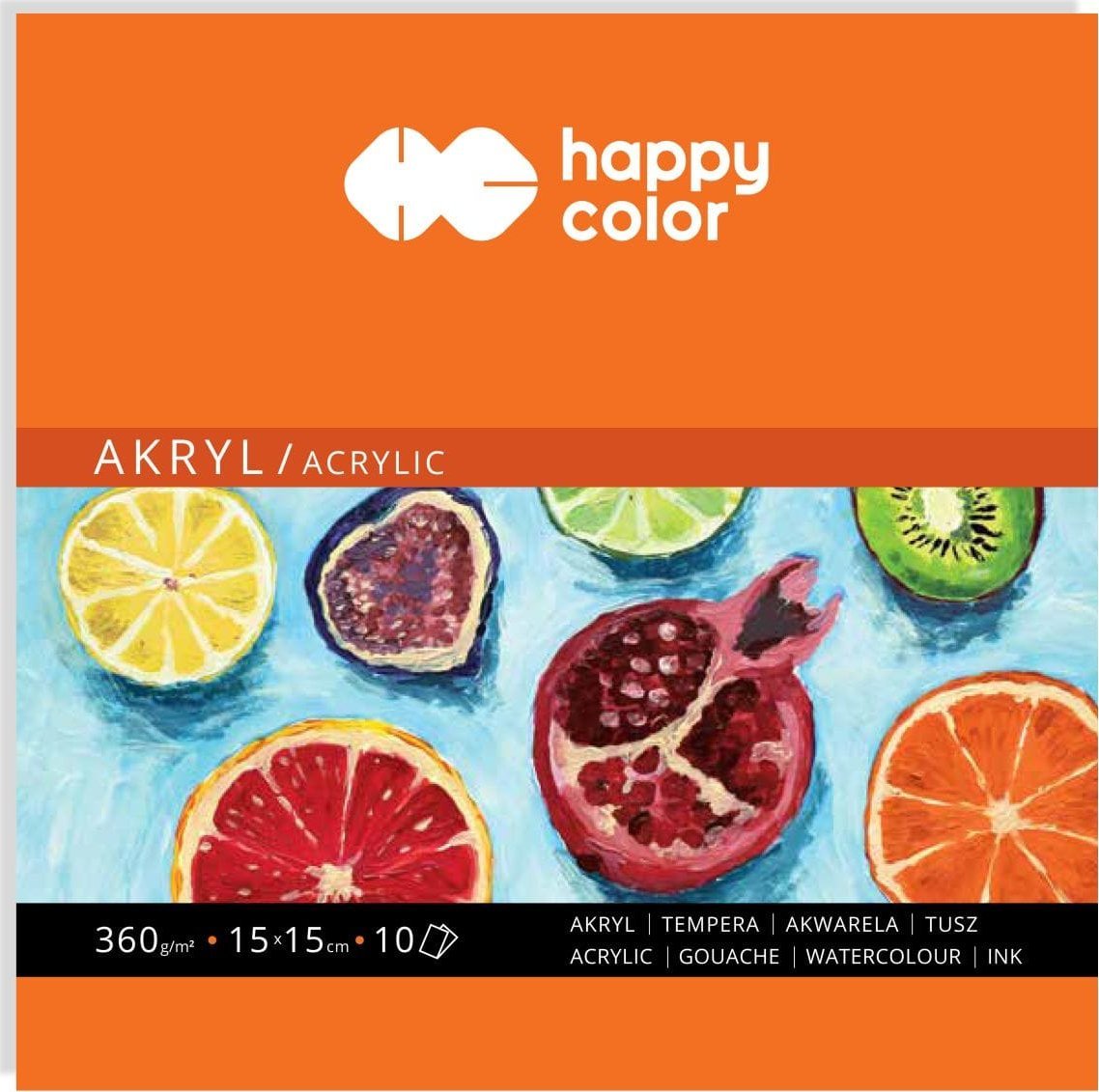 Blok do akrylu, Art, 15x15, 10 ark, 360g, Happy Color