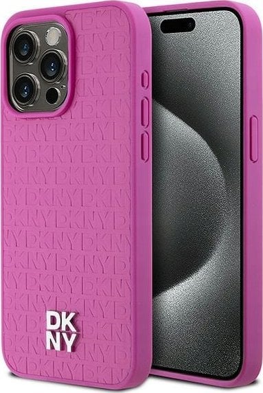 DKNY DKHMP15XPSHRPSP iPhone 15 Pro Max 6.7" różowy/pink hardcase Leather Monogram Pattern Metal Logo MagSafe