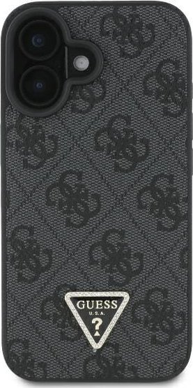 Guess GUHCP16SP4TDSCPK iPhone 16 6.1" czarny/black hardcase Leather Metal Logo Strass Crossbody