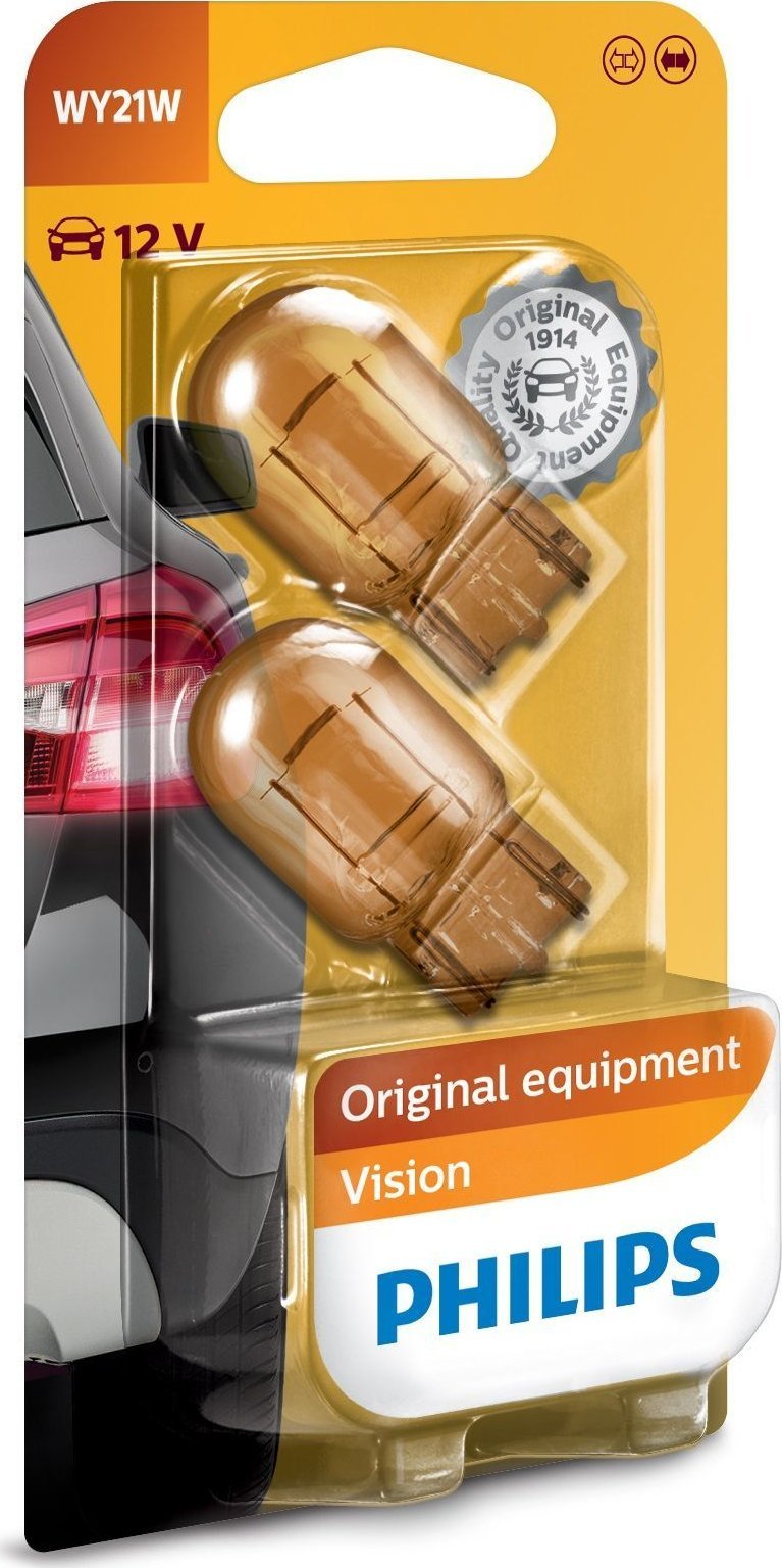 Philips ŻARÓWKA WY21W 12V/21W WX3X16D POMARAŃCZOWA (CAŁOSZKLANA) BLISTER 2SZ