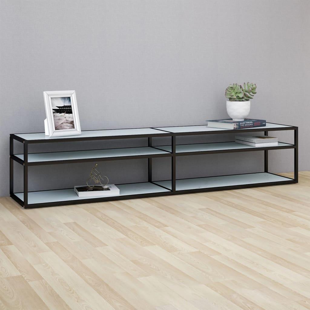 vidaXL vidaXL Szafka pod TV, biały marmur, 220x40x40,5 cm, szkło hartowane