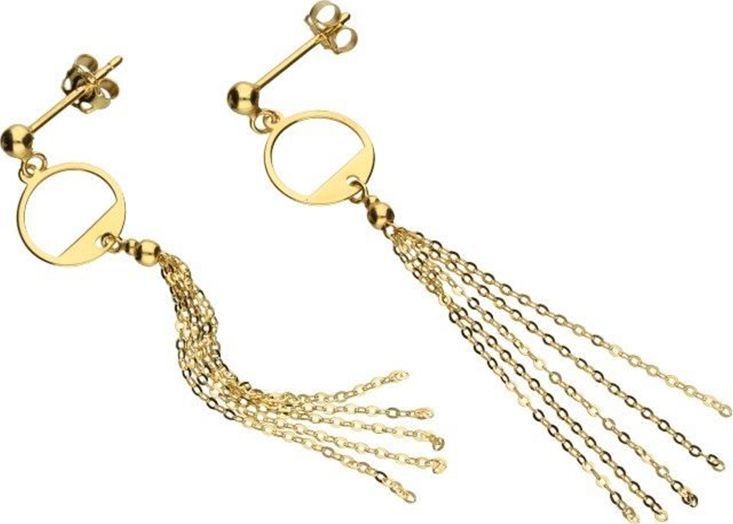 Lovrin Złote kolczyki 333 kóleczka z łańcuszkami 1,26g