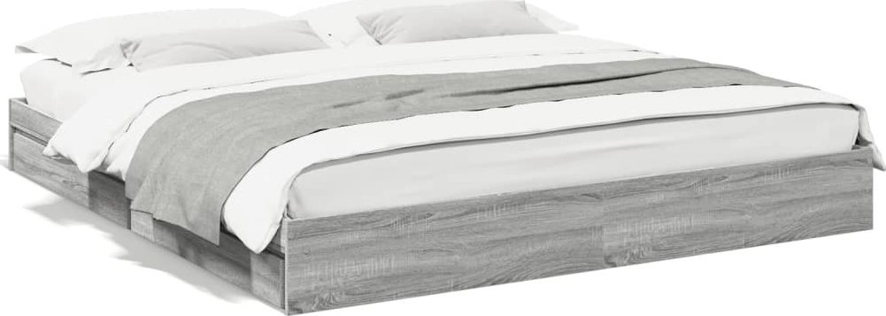 vidaXL vidaXL Rama łóżka z szufladami, szary dąb sonoma, 200x200 cm