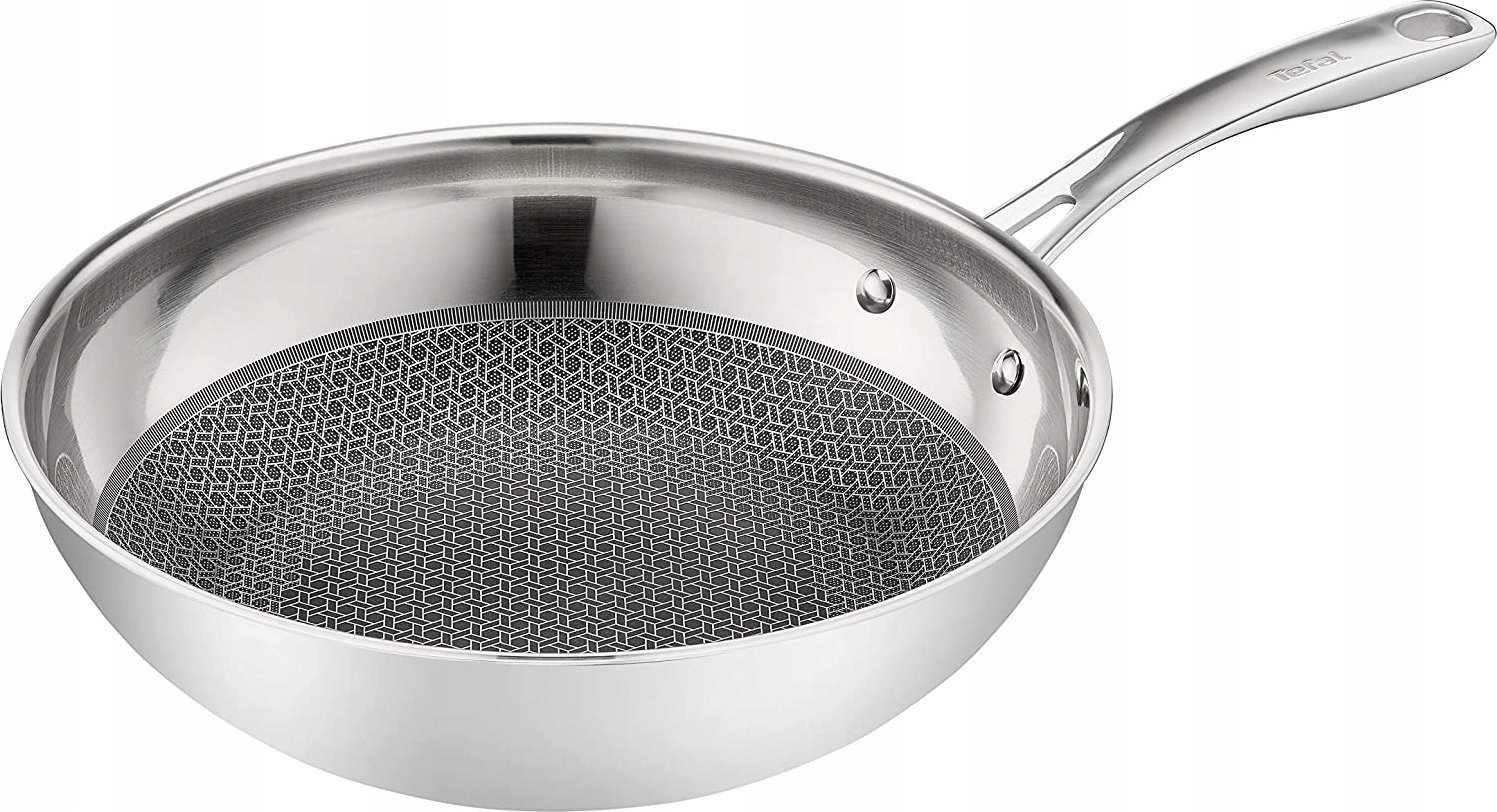 Patelnia Tefal wok pan Eternal Mesh 28cm Inox/black