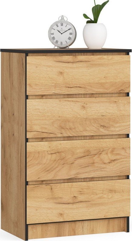 Fabryka Mebli Akord Komoda do salonu K 60 cm 4 szuflady - dąb craft