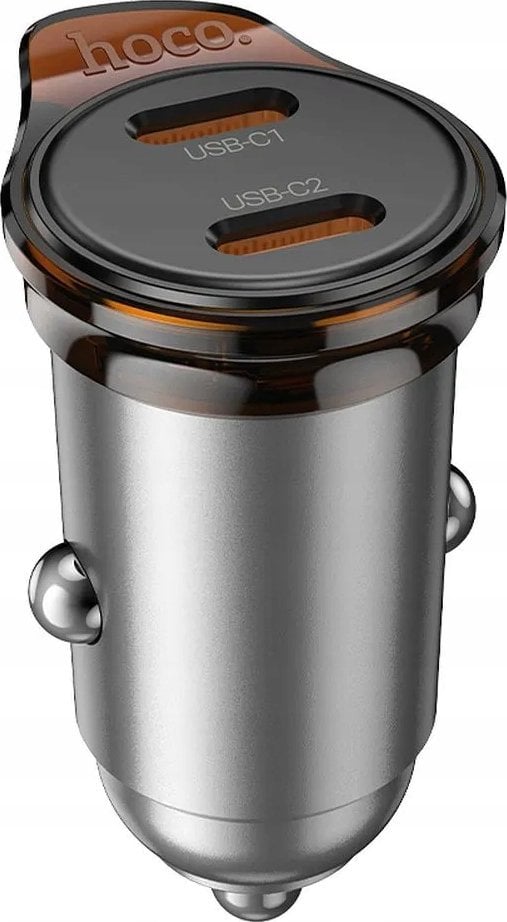 HOCO ładowarka samochodowa 2 x Typ C PD QC3.0 45W NZ16B szara