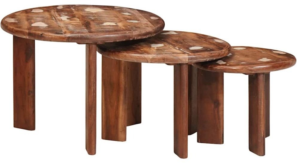 vidaXL Stolik gniazdowy 3 pcs Wielokolorowy lite recyklingowe drewno