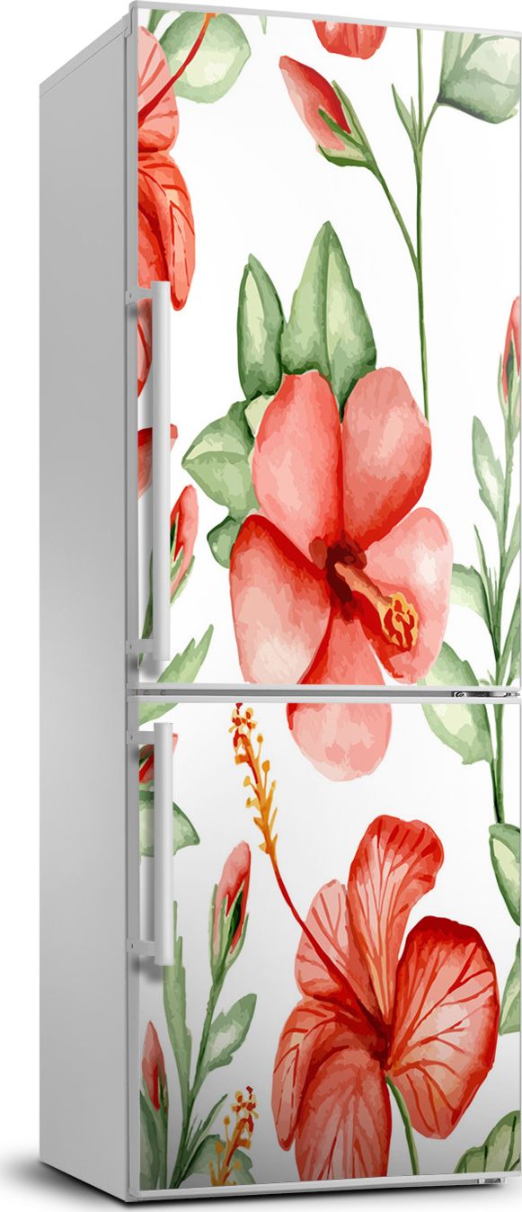 Tulup Naklejka samoprzylepna na lodówkę 60x180 cm Tropikalne kwiaty