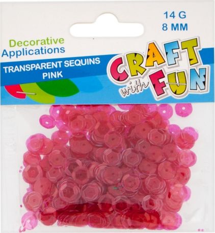 Craft with Fun CF CEKINY TRANSPARENT GUZIK 8MM ROZOWY 40/400