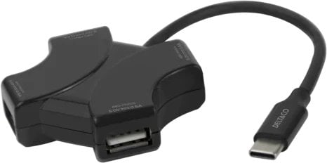 USB-C hub, 4x USB-A 480 Mbps, black