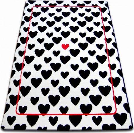 Dywany Łuszczów Dywan SKETCH - F755 biało/czarny - Serca, 180x270 cm