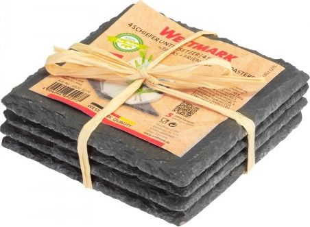 Westmark 4 naturalne podstawki z łupka, kwadratowe, 10 x 10 cm