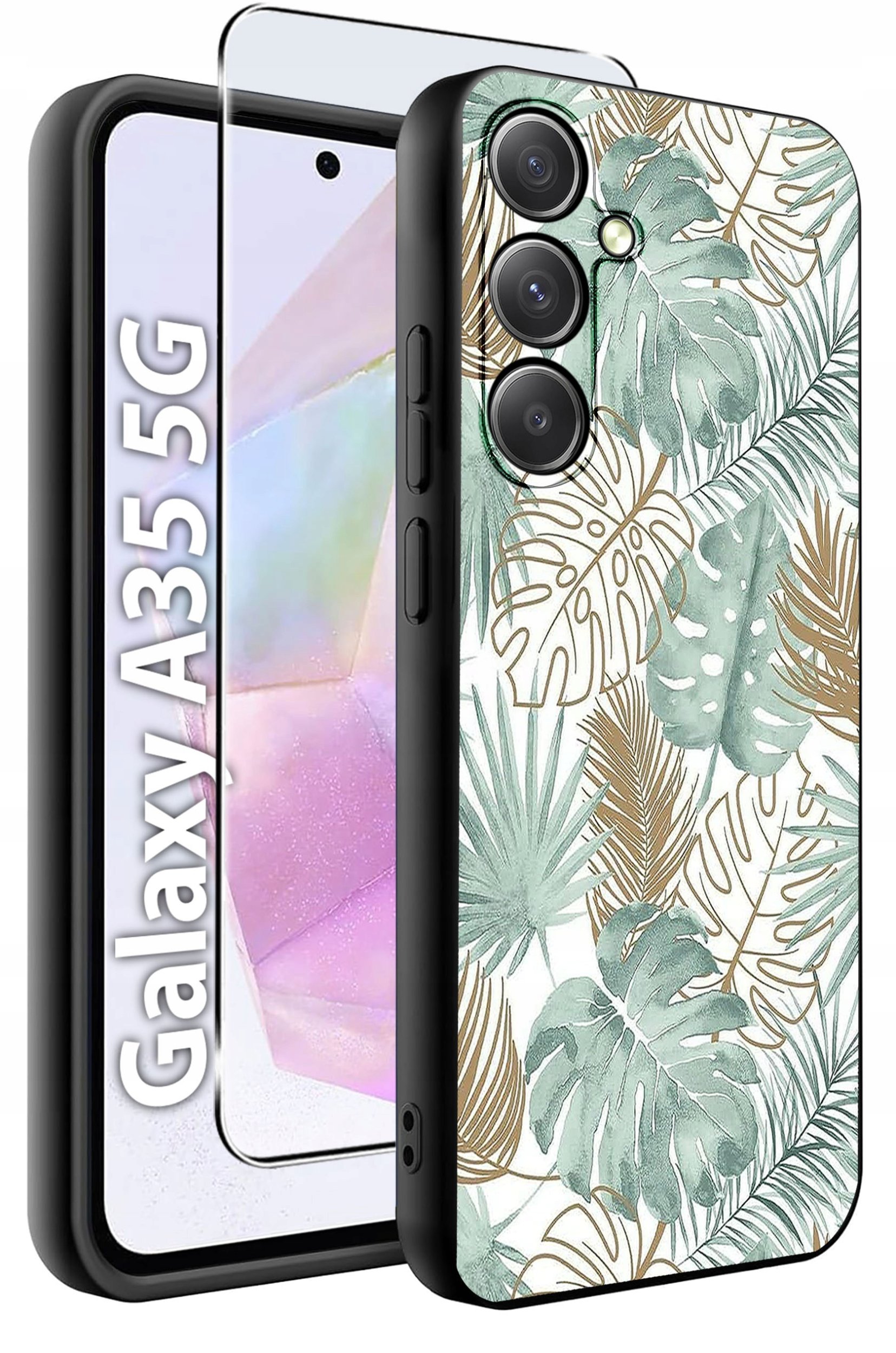 ETUI do Samsung A35 5G WZORY | SILIKONOWE MATT CASE + SZKŁO HARTOWANE 9H