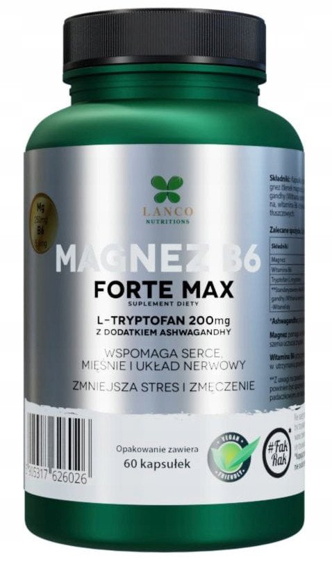 Lanco Magnez B6 Forte Max + Ashwagandha + Tryptofan 60 kapsułek one size