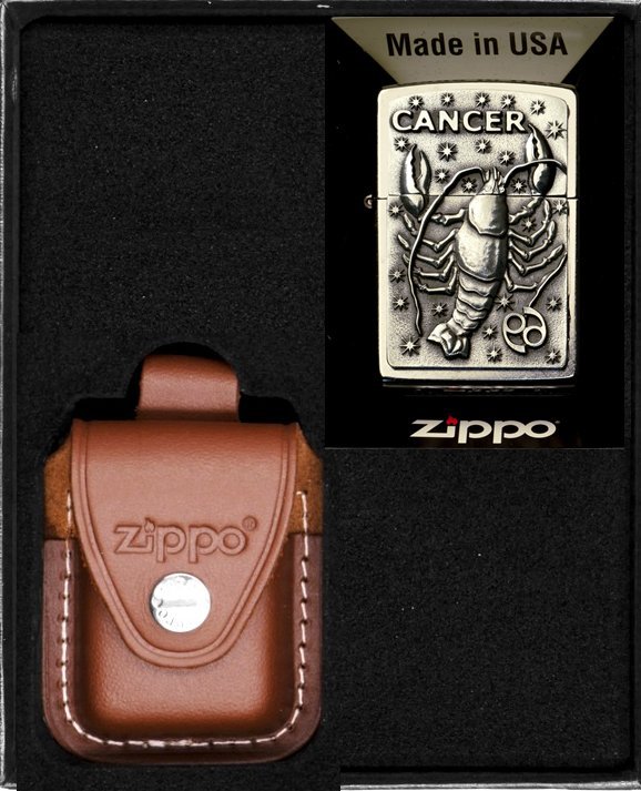 Zestaw ZIPPO Zapalniczka ZODIAC CANCER rak Prezentowy No2