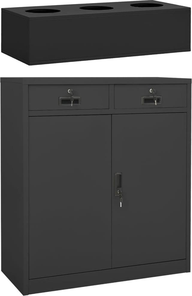 vidaXL Szafka biurowa z doniczką, antracytowa, 90x40x125 cm, stalowa