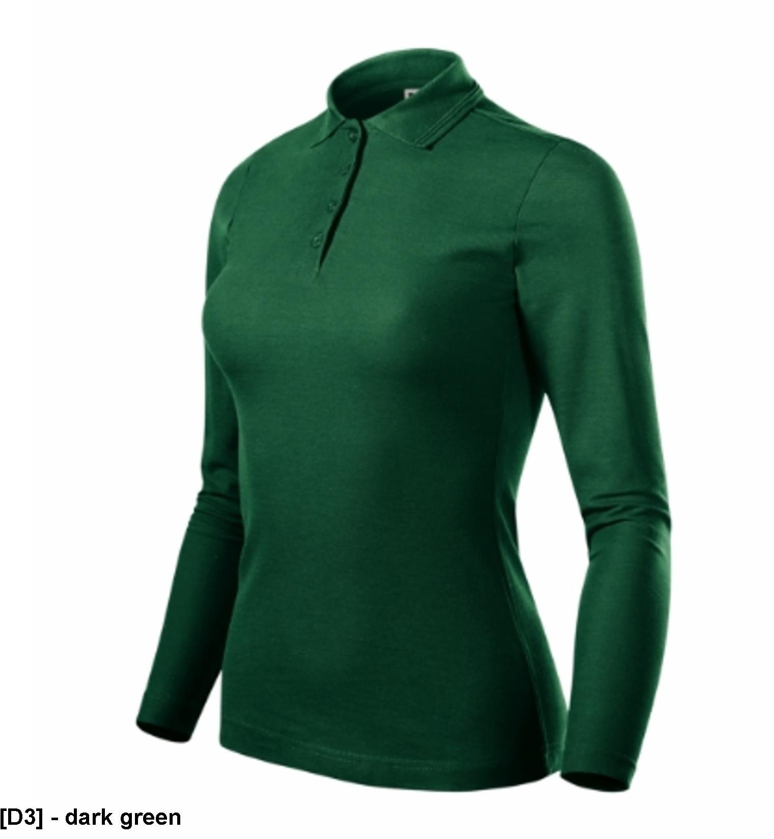 Pique Polo LS - ADLER - Pique Polo LS - Koszulka polo damska, 200 g/m2, 65 % bawełna, 35 % poliester, 85 % bawełna, 15 % wiskoza - dark green L