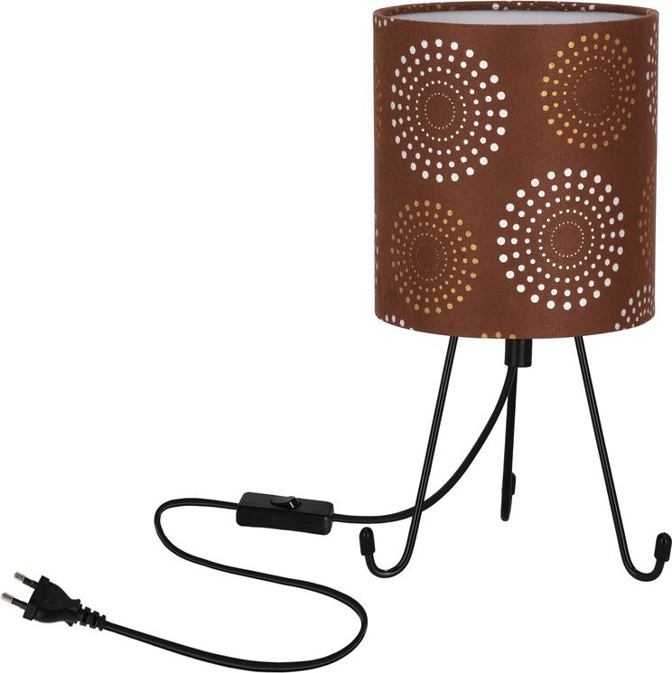 Lampa stołowa Candellux Smally lampa stołowa czarny 1x40 E14 abażur emili brązowy