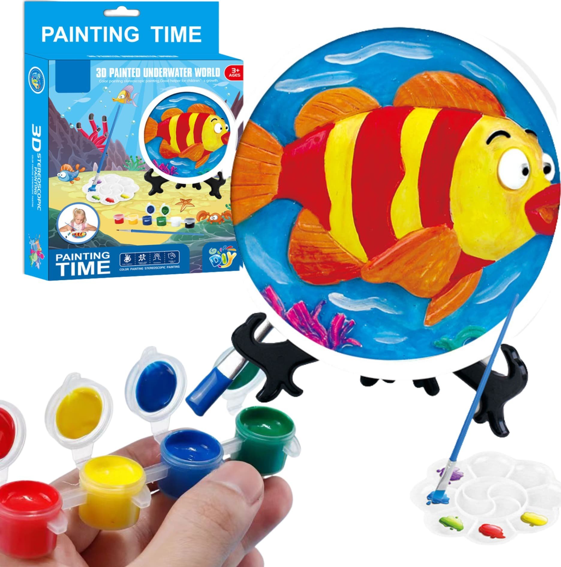 ProNice FIGURKA GIPSOWA DO MALOWANIA RYBKA MAŁY ARTYSTA ZESTAW ARTYSTYCZNY FARBKI